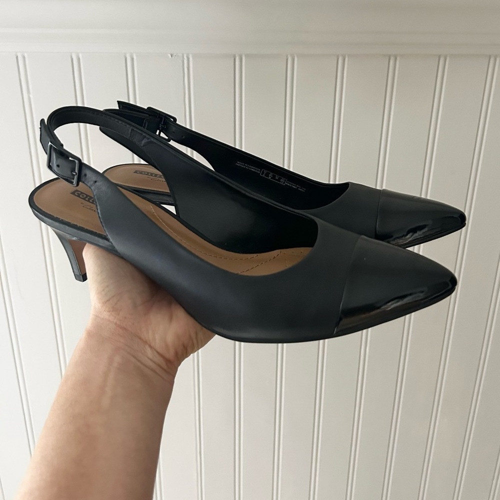 Clarks Collection Linvale Emmy Black Slingback Pumps Women’s 9.5 Comfort Heels